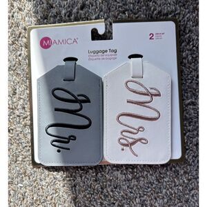 Miamica Mr. & Mrs. Bridal Luggage Tags, Gray and White, New‎ Carded, Honeymoon